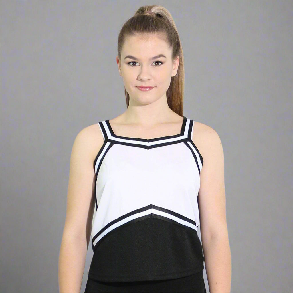 Danzcue Adult Sweetheart Cheerleaders Uniform Shell Top - Black/White