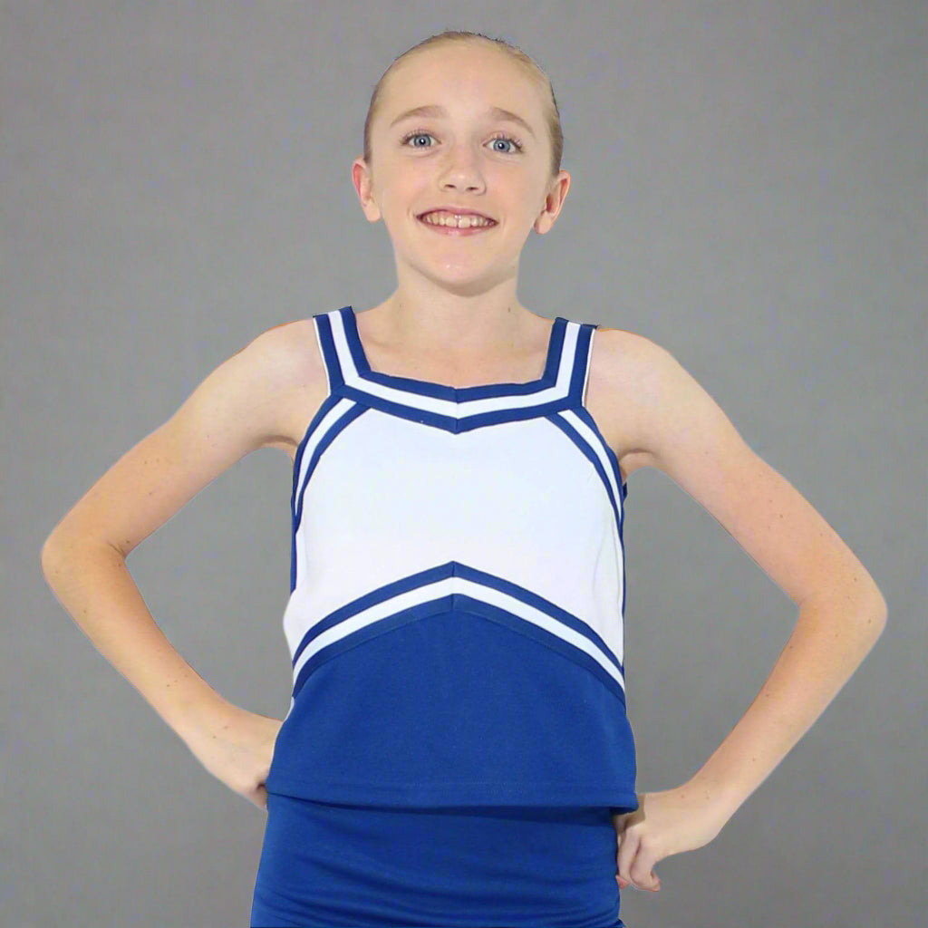 Danzcue Child Sweetheart Cheerleaders Uniform Shell Top - Royal/White