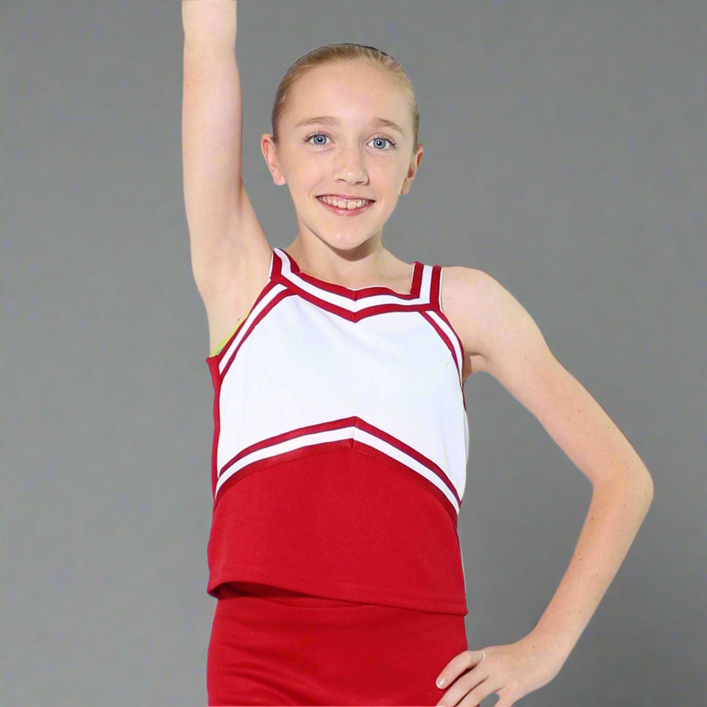 Danzcue Child Sweetheart Cheerleaders Uniform Shell Top - Scarlet/White