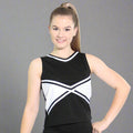 Danzcue Adult 2-Color Kick Sweetheart Cheerleaders Uniform Shell Top - Black/White