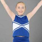 Danzcue Child 2-Color Kick Sweetheart Cheerleaders Uniform Shell Top - Royal/White