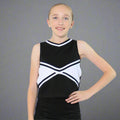 Danzcue Child 2-Color Kick Sweetheart Cheerleaders Uniform Shell Top - Black/White