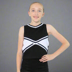 Danzcue Child 2-Color Kick Sweetheart Cheerleaders Uniform Shell Top - Black/White