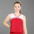 Danzcue Adult Classic Cheerleaders Uniform Shell Top - Scarlet/White