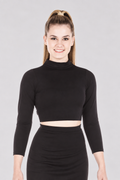 Women's Long-Sleeve Turtleneck Cheerleading Crop Top