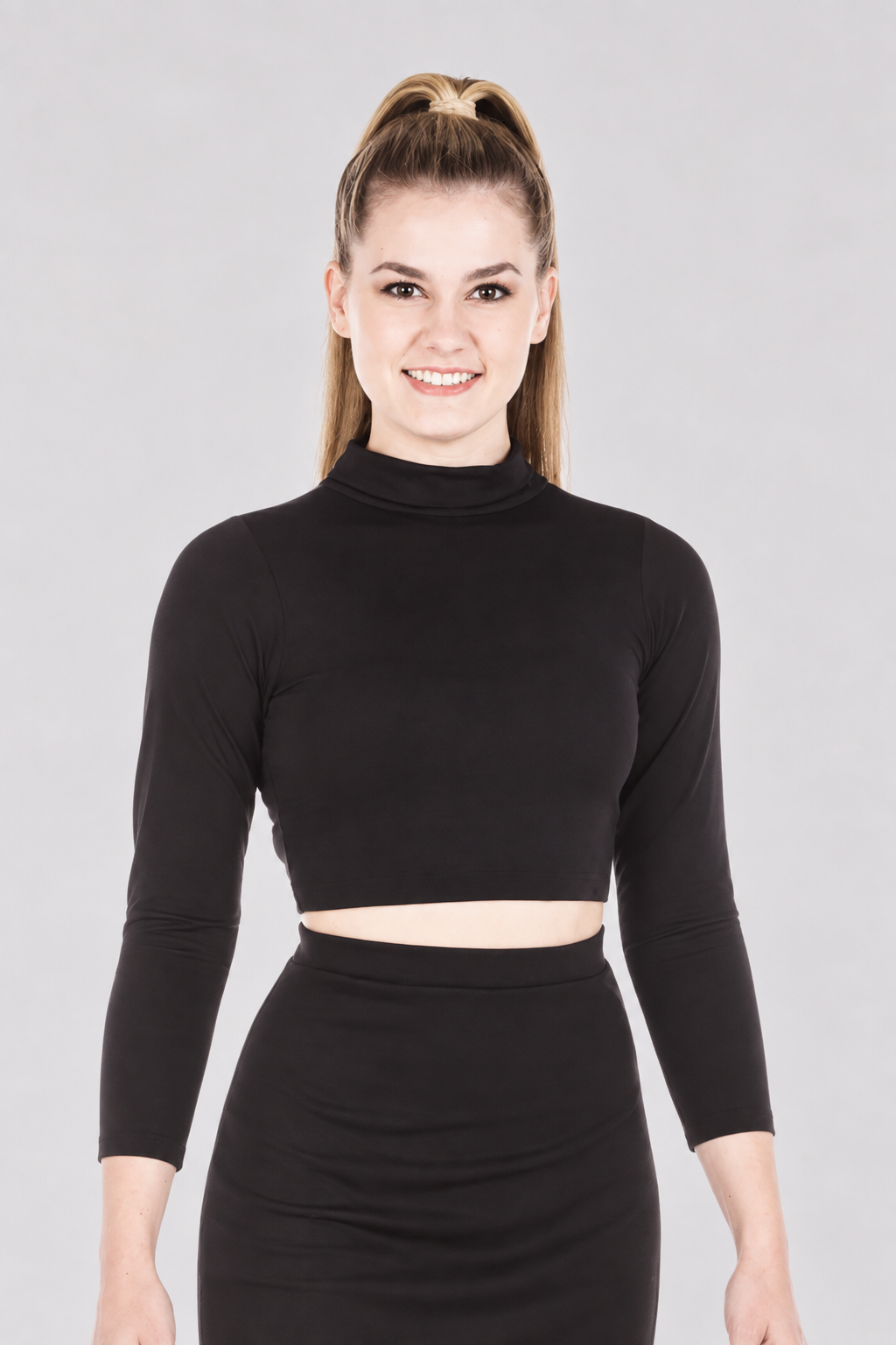 Turtleneck Long Sleeve Dance Crop Top