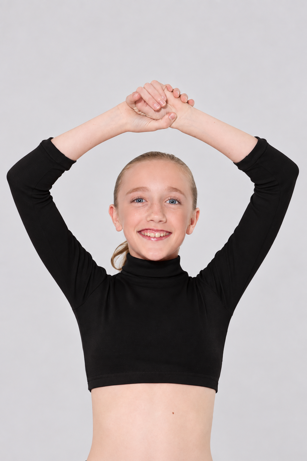 Child Turtleneck Long Sleeve Dance Crop Top