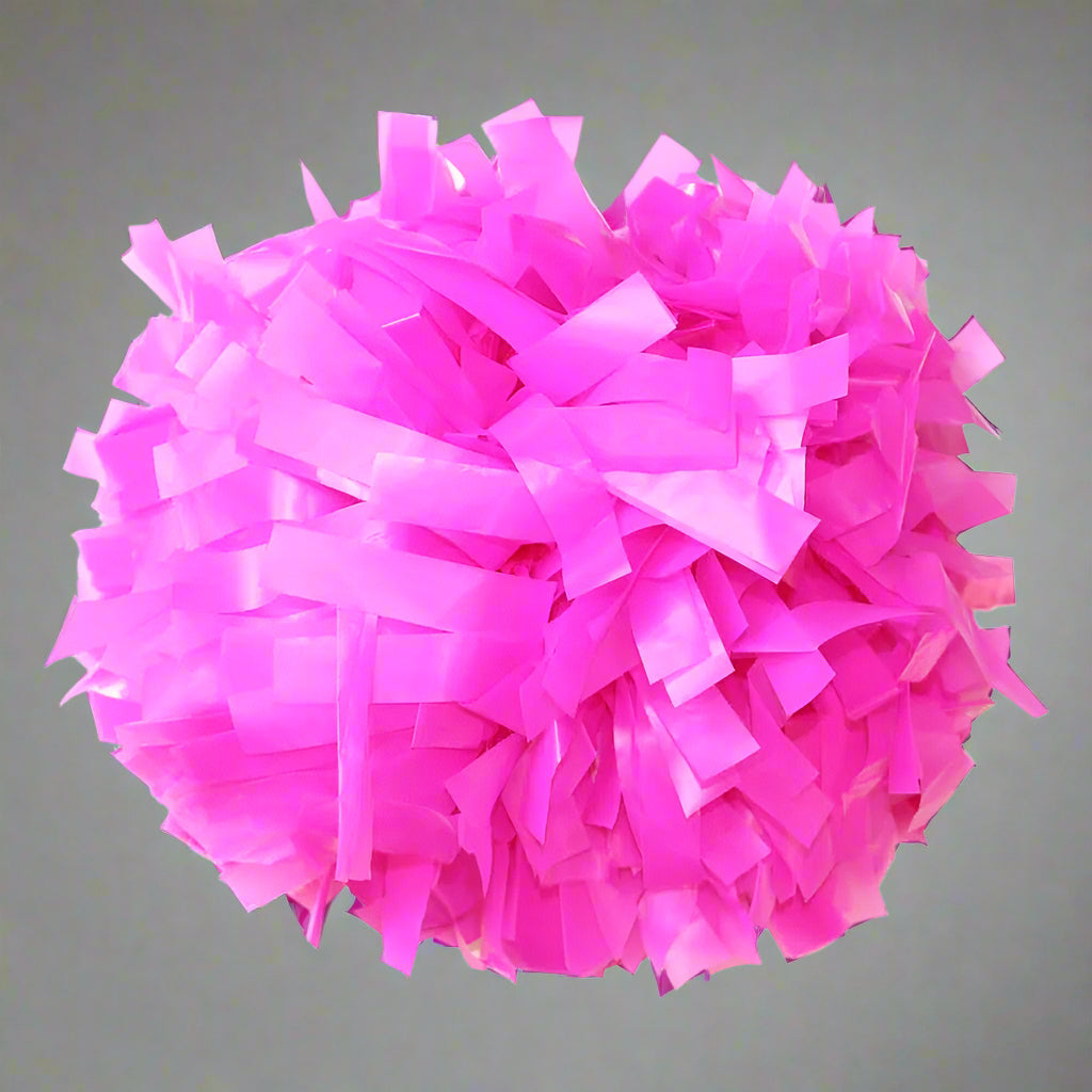 Danzcue 1 Pair 6" Baton Handle Plastic Cheerleading Pom Pom - Shocking Hot Pink