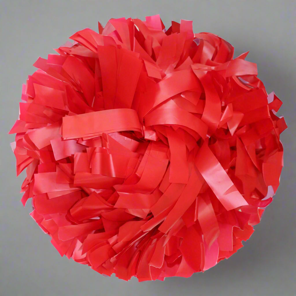 Danzcue 1 Pair 6" Baton Handle Plastic Cheerleading Pom Pom - Red