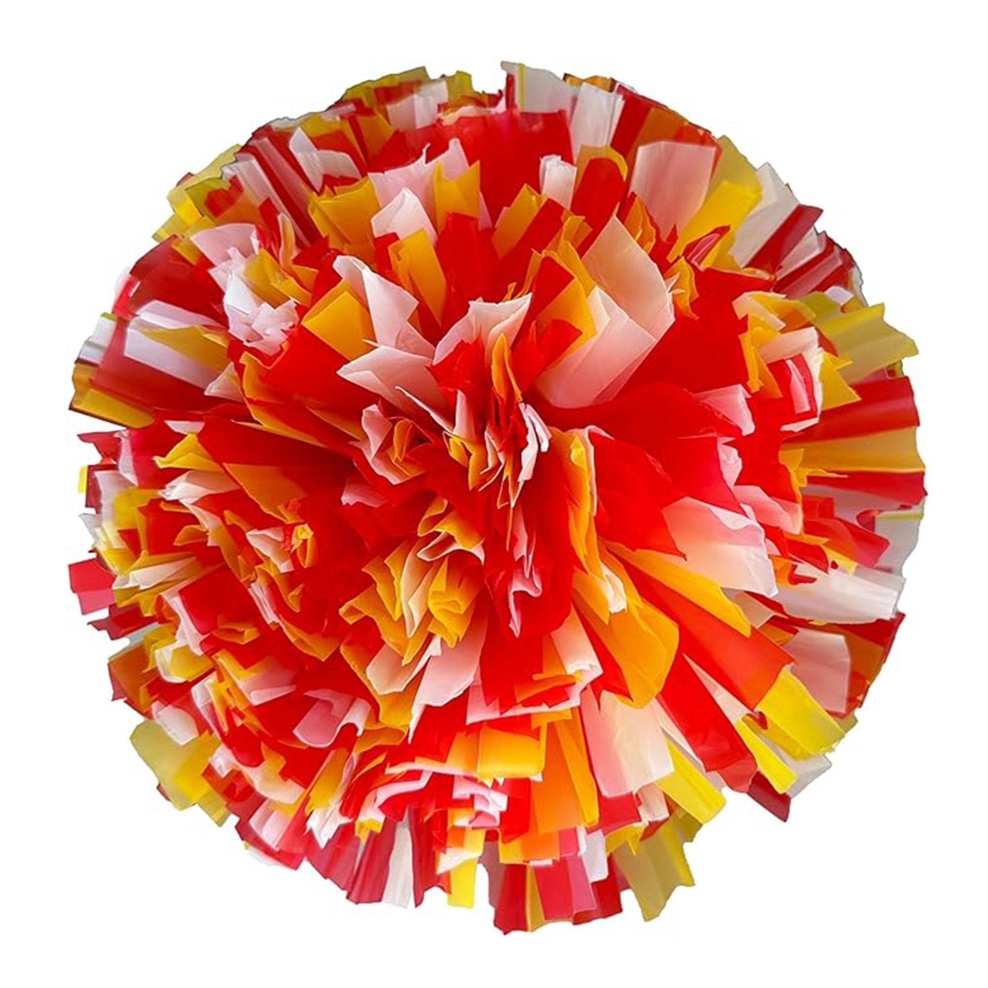 Danzcue 2PCS 14 Inch Plastic Cheerleading Pom Poms with Baton Handle - Yellow Red White