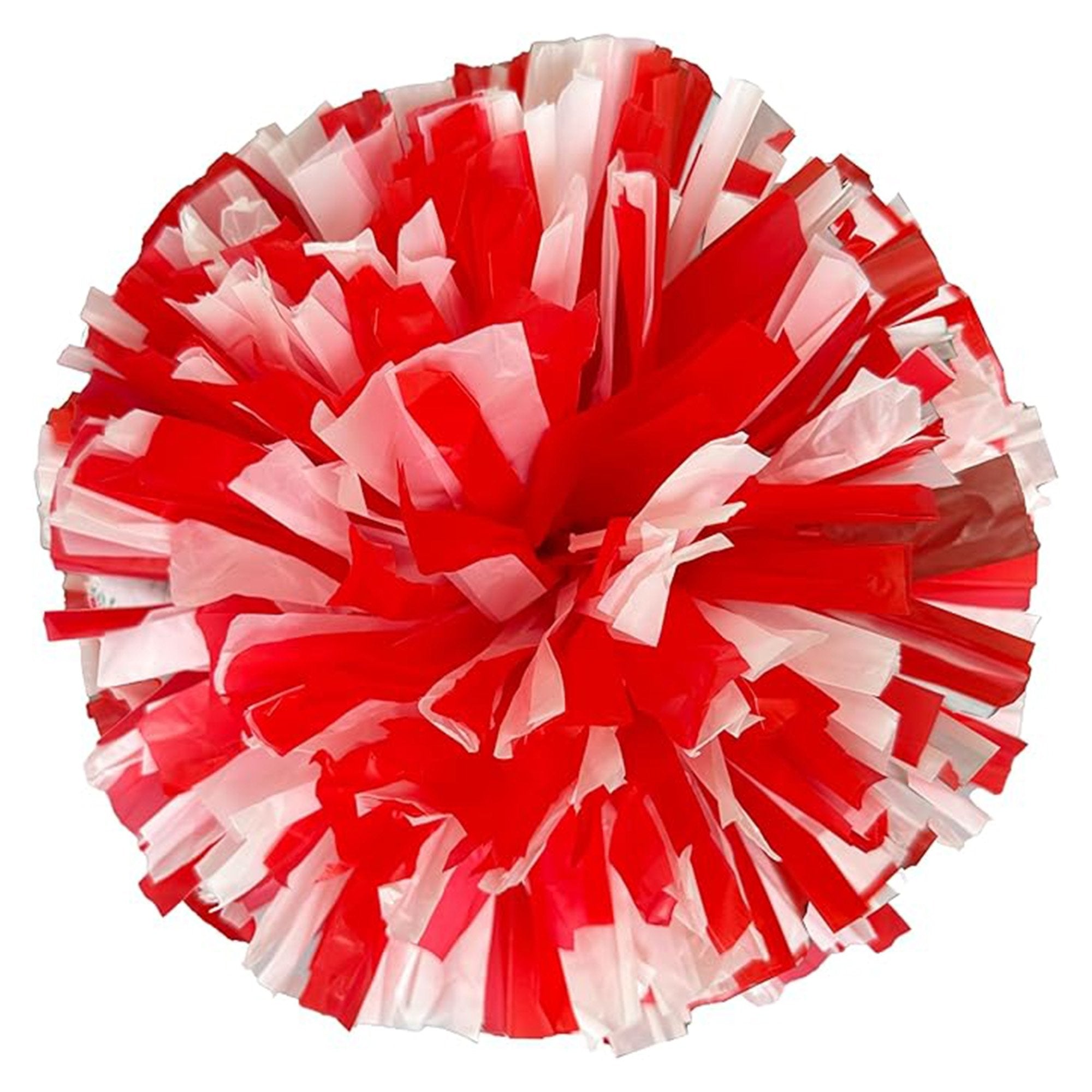 Danzcue 2PCS 14 Inch Plastic Cheerleading Pom Poms with Baton Handle - Scarlet/White