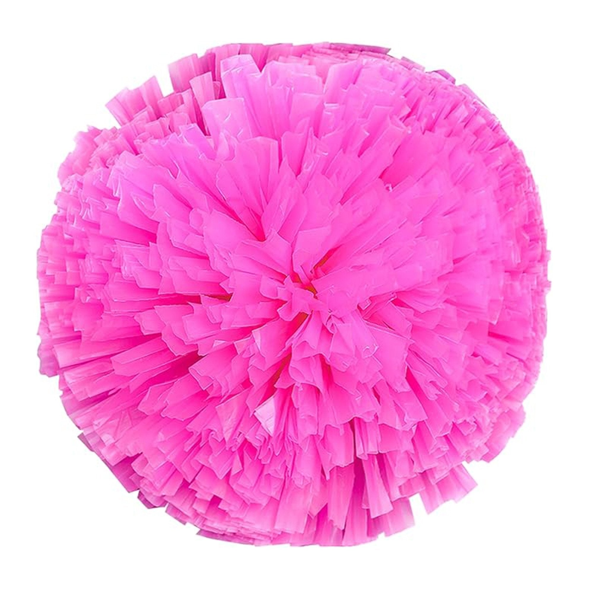 Danzcue 2PCS 14 Inch Plastic Cheerleading Pom Poms with Baton Handle - Pink