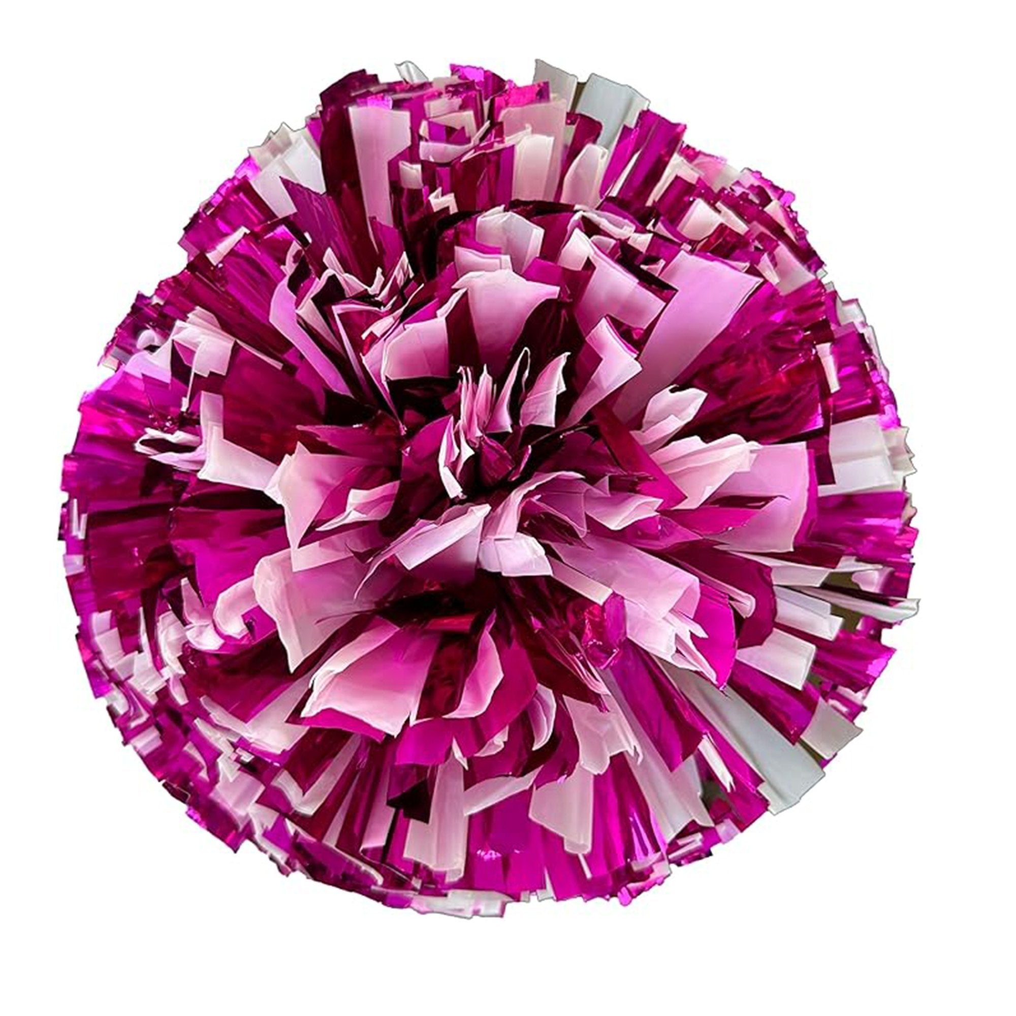 Danzcue 2PCS 14 Inch Metallic Cheerleading Pom Poms with Baton Handle - Rose Red White