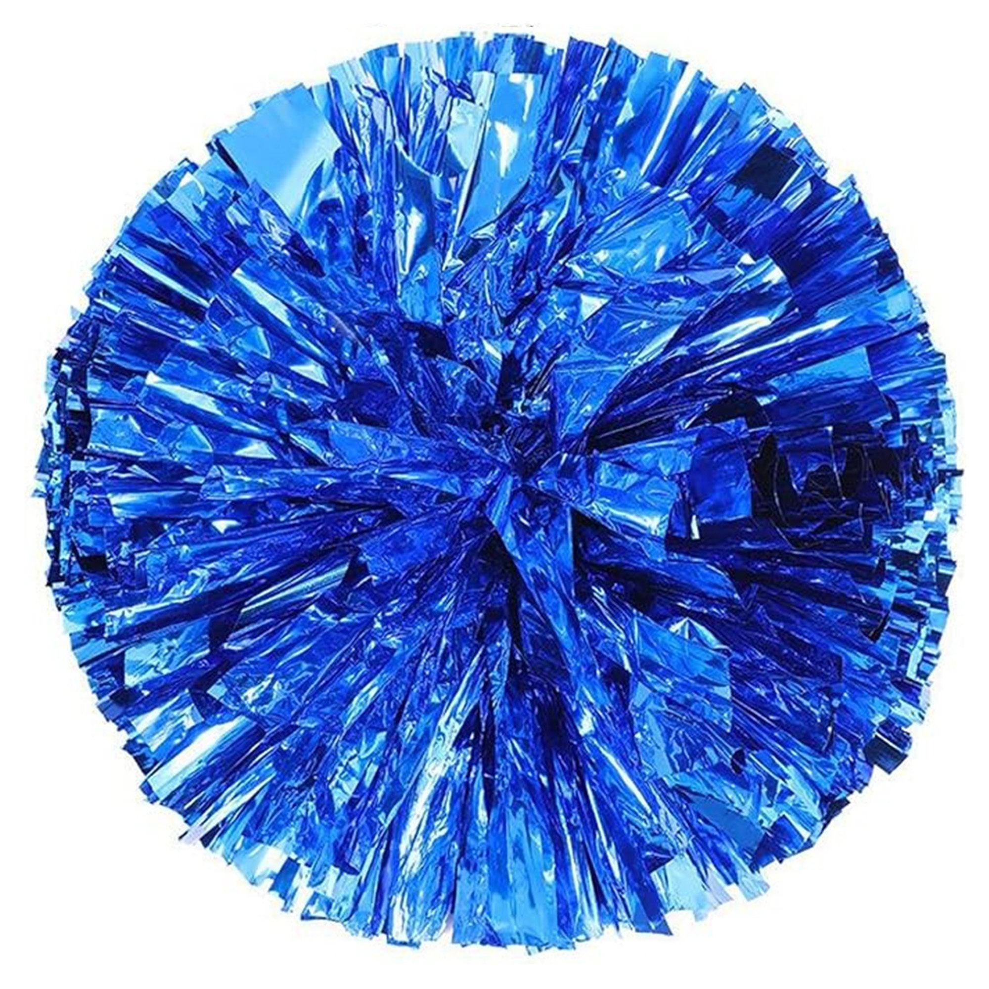 Danzcue 2PCS 14 Inch Metallic Cheerleading Pom Poms with Baton Handle - Metallic Blue