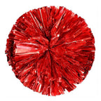 Danzcue 2PCS 14 Inch Metallic Cheerleading Pom Poms with Baton Handle - Metallic Red