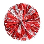 Danzcue 2PCS 6 Inch Metallic Cheerleading Pom Poms with Baton Handle - Metallic Red Silver