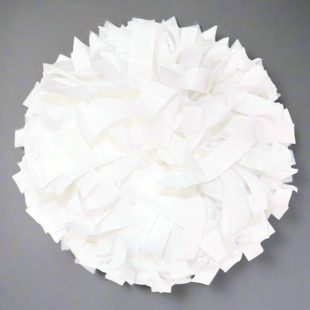 Danzcue 1 Pair 6" Dowel Handle Solid One Color Plastic Cheerleading Pom Poms - White