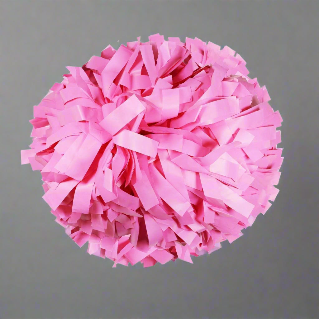 Danzcue 1 Pair 6" Dowel Handle Solid One Color Plastic Cheerleading Pom Poms - Neon Pink