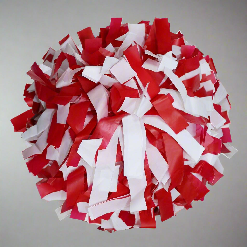 Danzcue Red/White Plastic Poms - One Pair