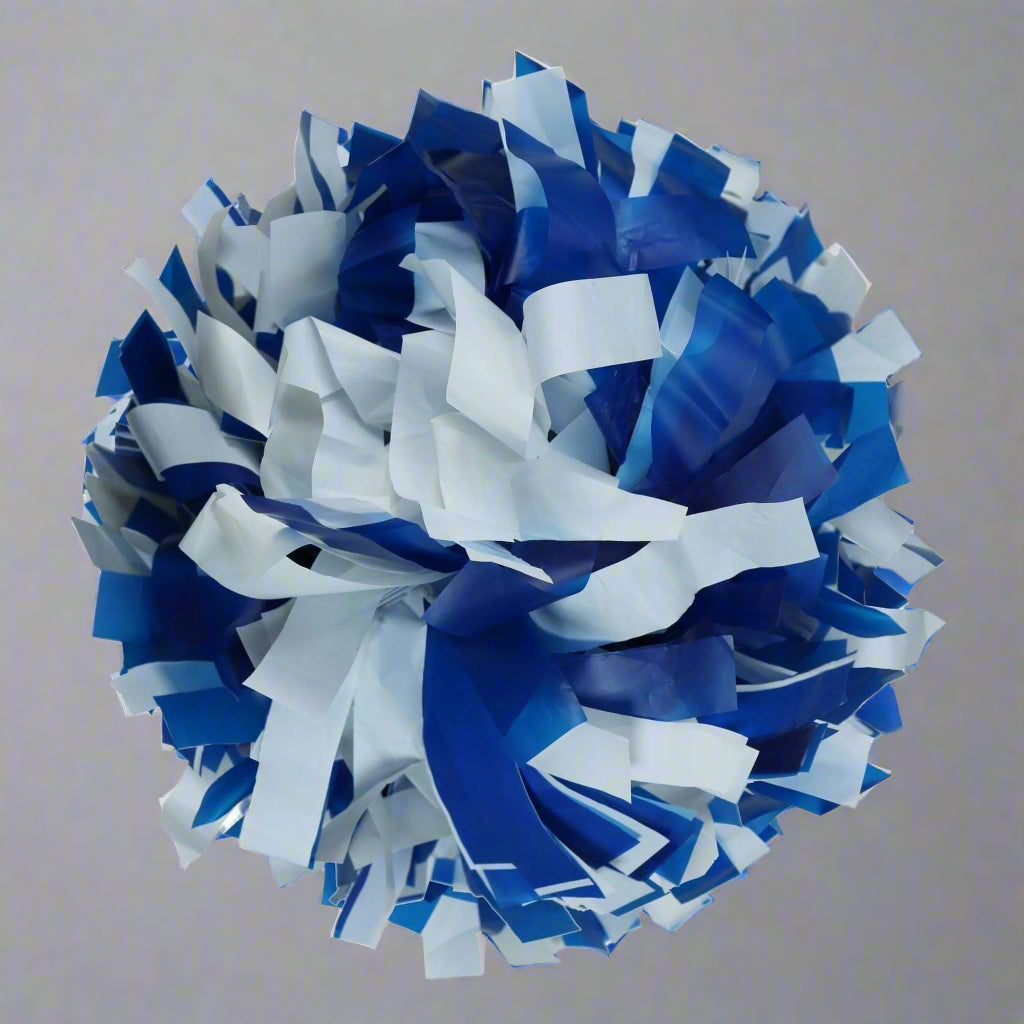 Danzcue 1 Pair 6" Dowel Handle Two Colors Plastic Cheerleading Pom Poms - Royal/White