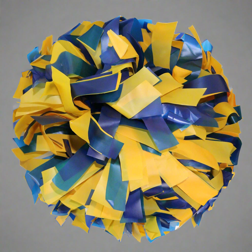 Danzcue 1 Pair 6" Dowel Handle Two Colors Plastic Cheerleading Pom Poms - Royal/Gold