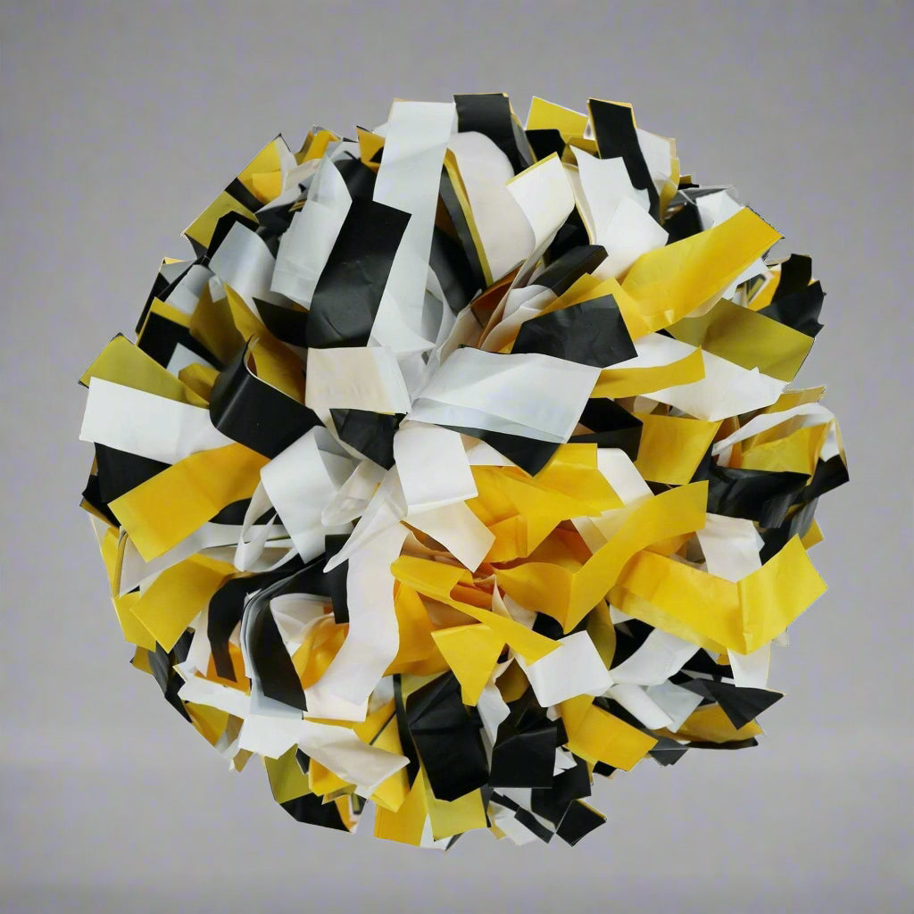 Danzcue Black/Gold/White Plastic Poms - One Pair