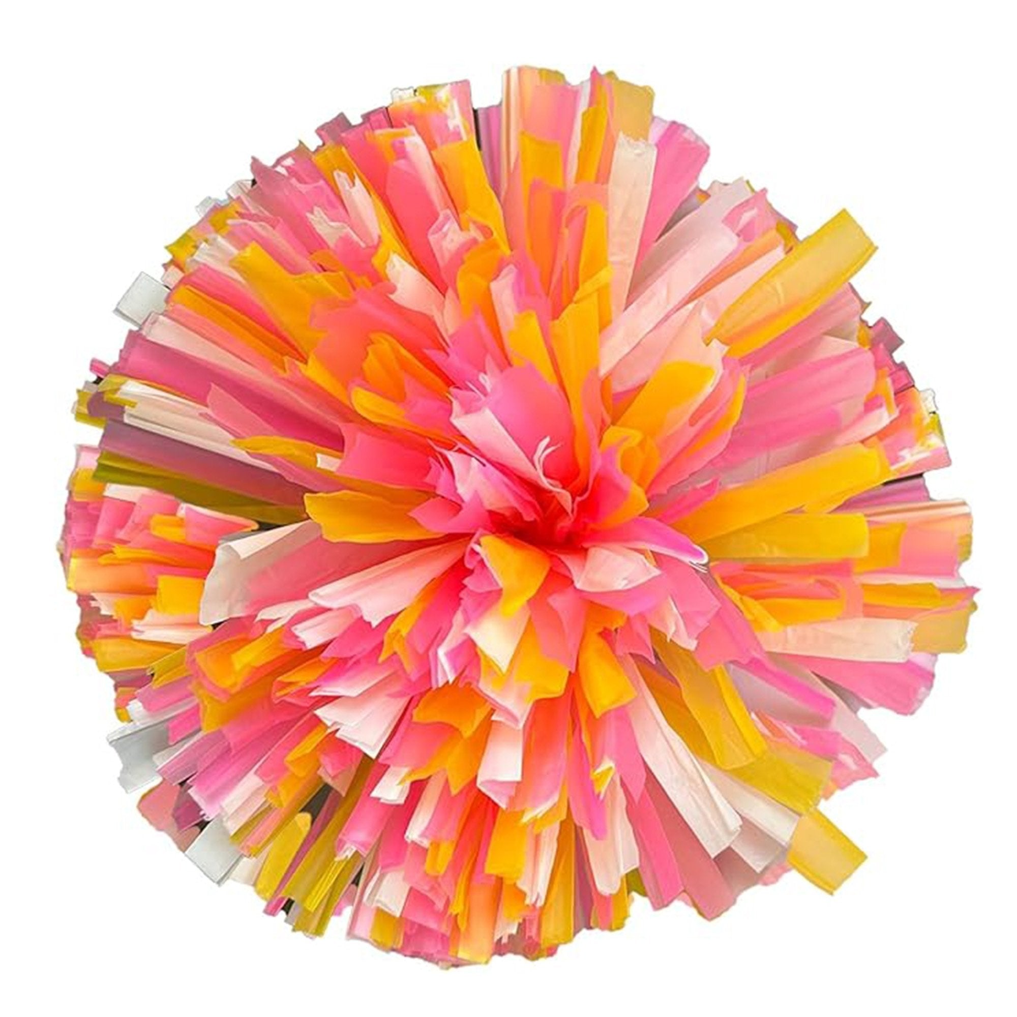 Danzcue 2PCS 6 Inch Plastic Cheerleading Pom Poms with Handle - Pink Yellow White