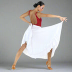 Danzcue Adult Two Ruffles Flamenco Dance Skirt - White