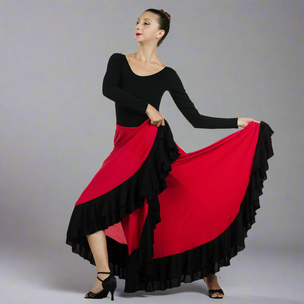 Danzcue Flamenco Full Circle Ruffles Skirt - Red
