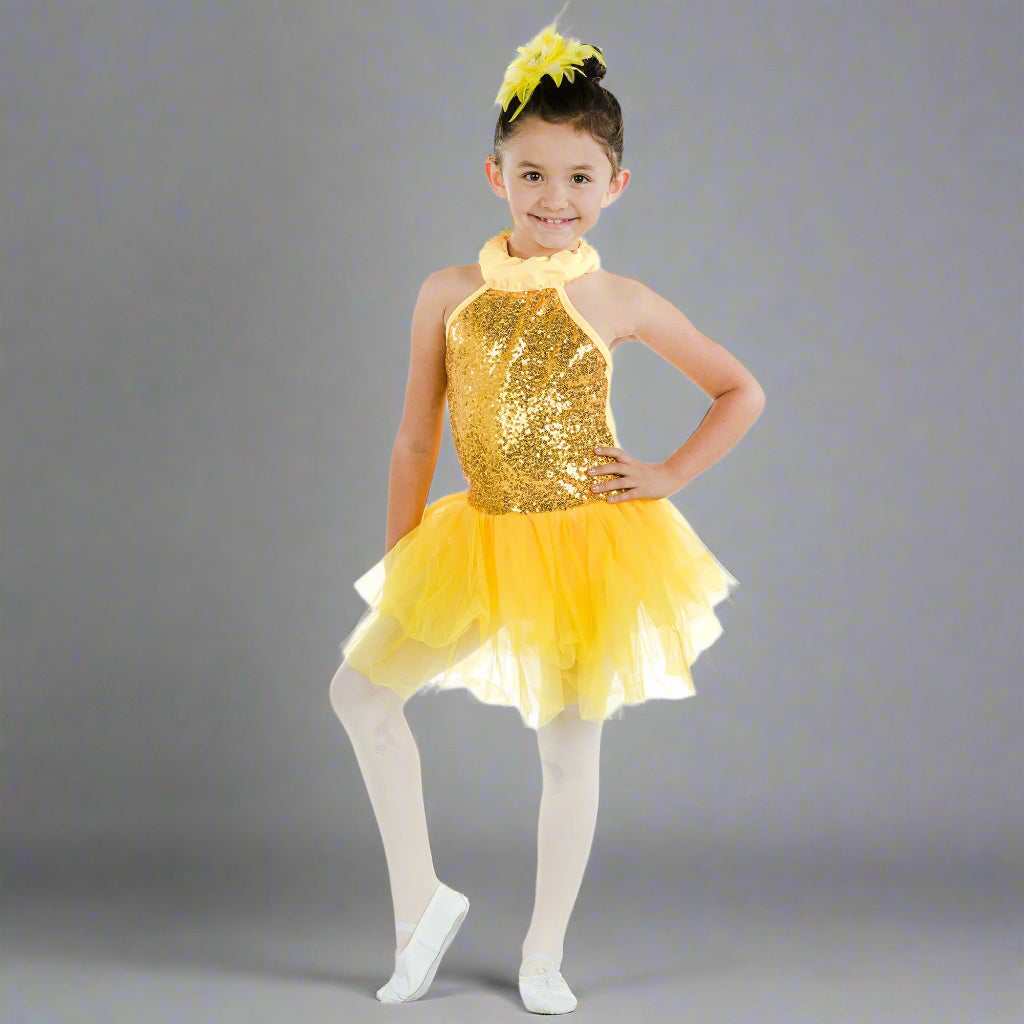 Danzcue Bright Sequin Dress Gold / 8-10-Child Danzcue Bright Sequin Dress Gold / 8-10-Child