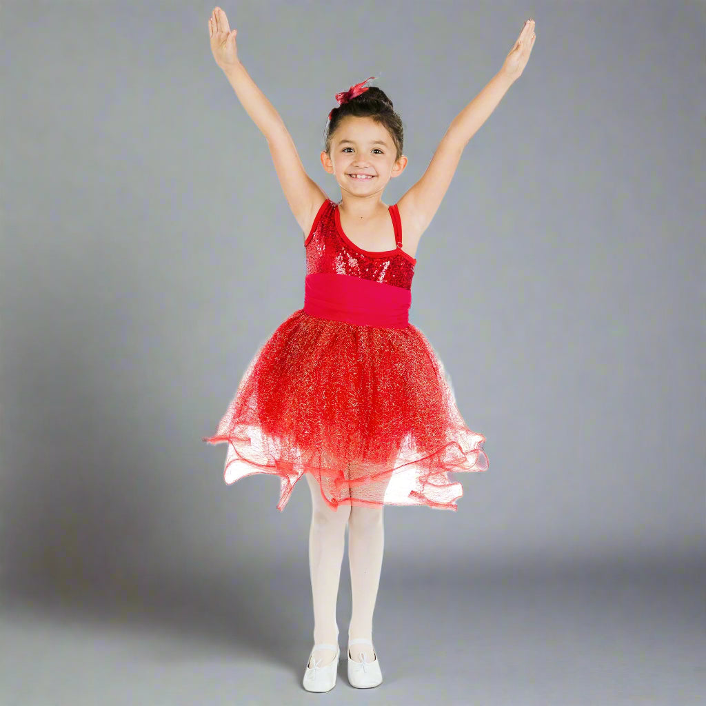 Danzcue off the shoulder Sequin Dress. - Scarlet