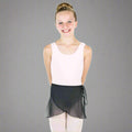 Danzcue Girls Chiffon Ballet Dance Wrap Skirt With Waist Tie - Black