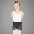 Danzcue Girls Chiffon Ballet Dance Wrap Skirt With Waist Tie - Black