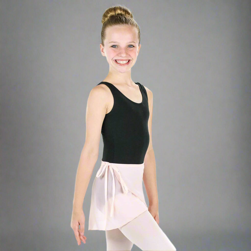 Danzcue Girls Chiffon Ballet Dance Wrap Skirt With Waist Tie