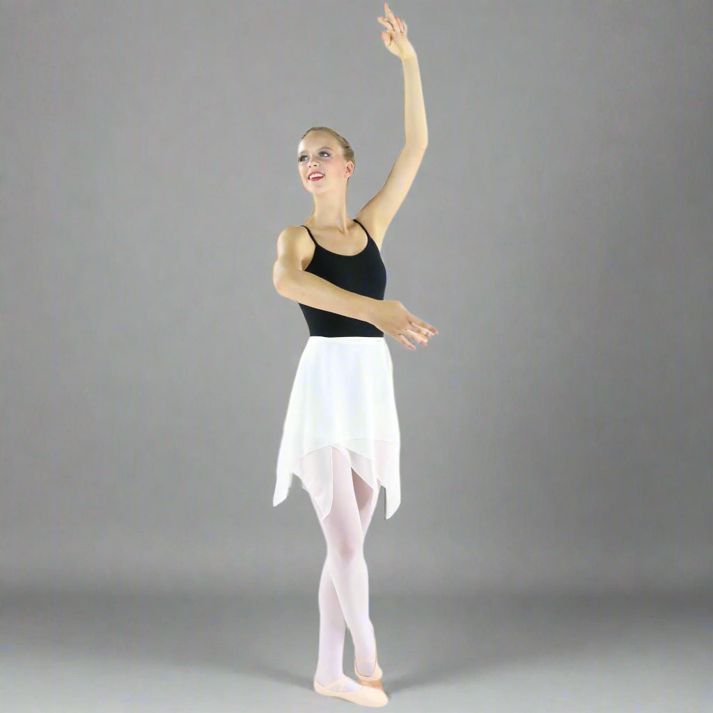Danzcue Adult Asymmetric Ballet Dance Wrap Skirt - White