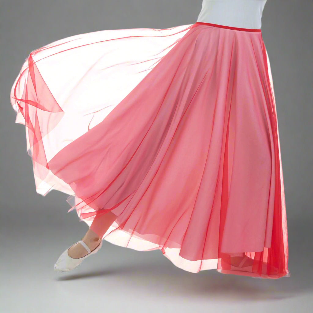 Danzcue Long Full Elastic Chiffon Skirt - Scarlet