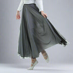 Danzcue Long Full Elastic Chiffon Skirt - Black