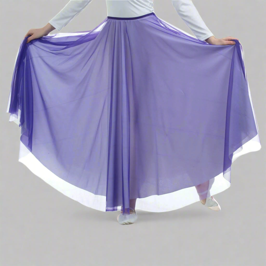 Danzcue Long Full Elastic Chiffon Skirt - Deep Purple