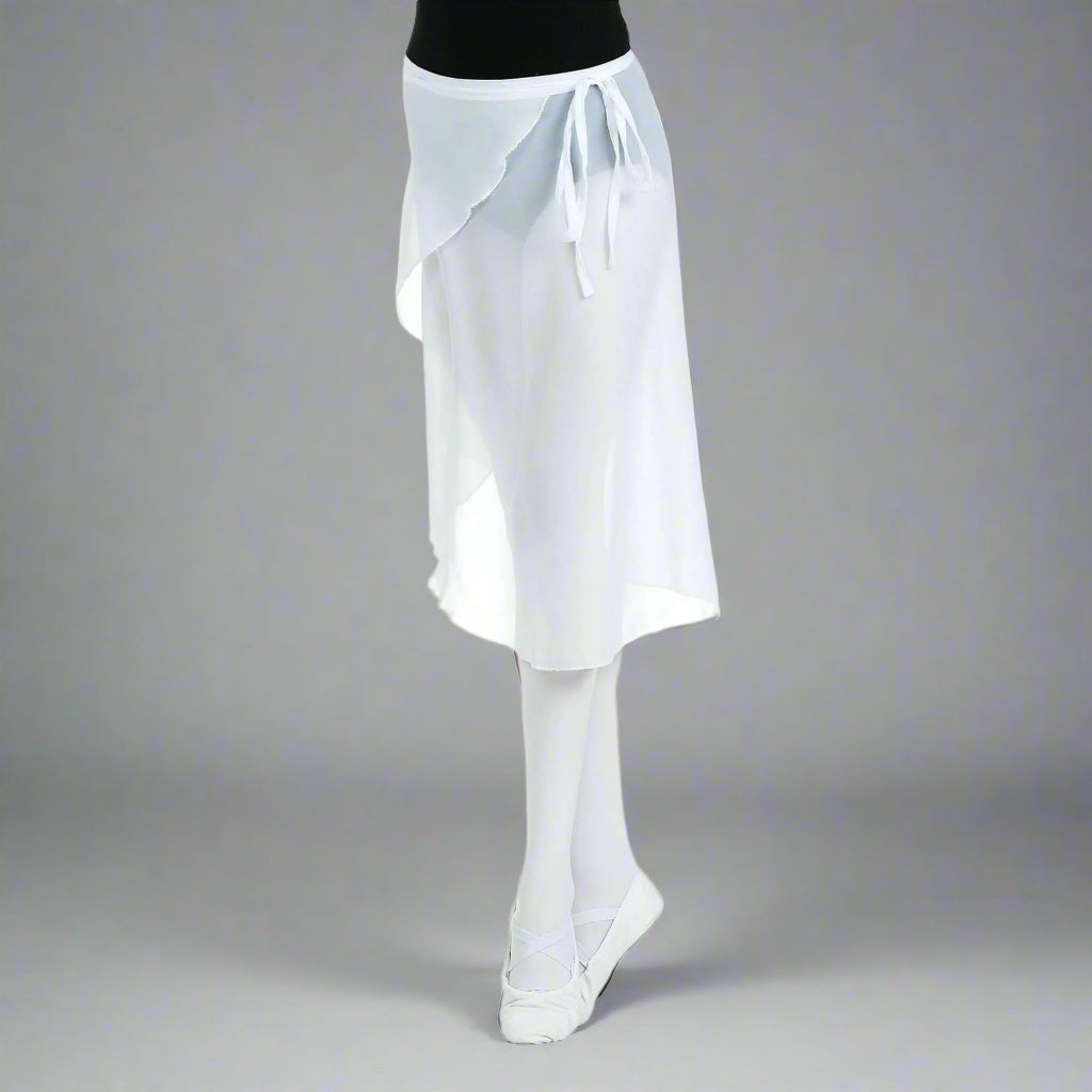 Danzcue Adult Wrap Ballet Dance Skirt - White