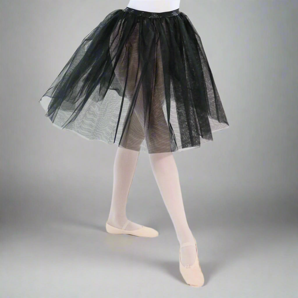 Danzcue Long Two Layers Elastic Waistband Tutu - Black