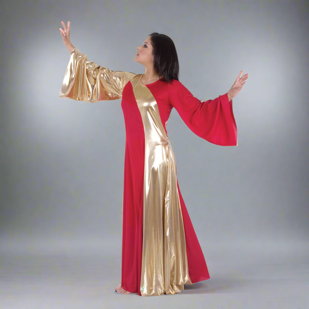 Body Wrappers Praise Dance Asymmetrical Bell Sleeve Dress