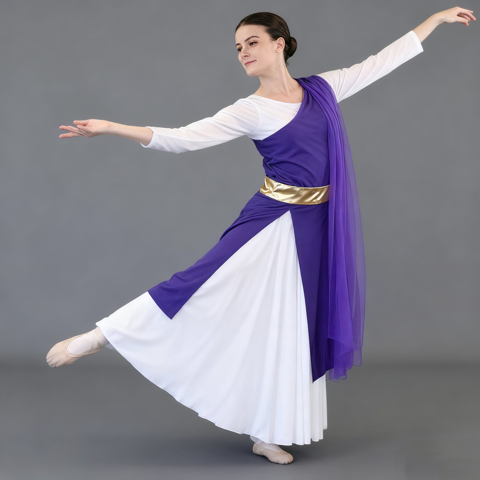 Danzcue Praise Woman Dance One - Shoulder Gold Belt Tunic