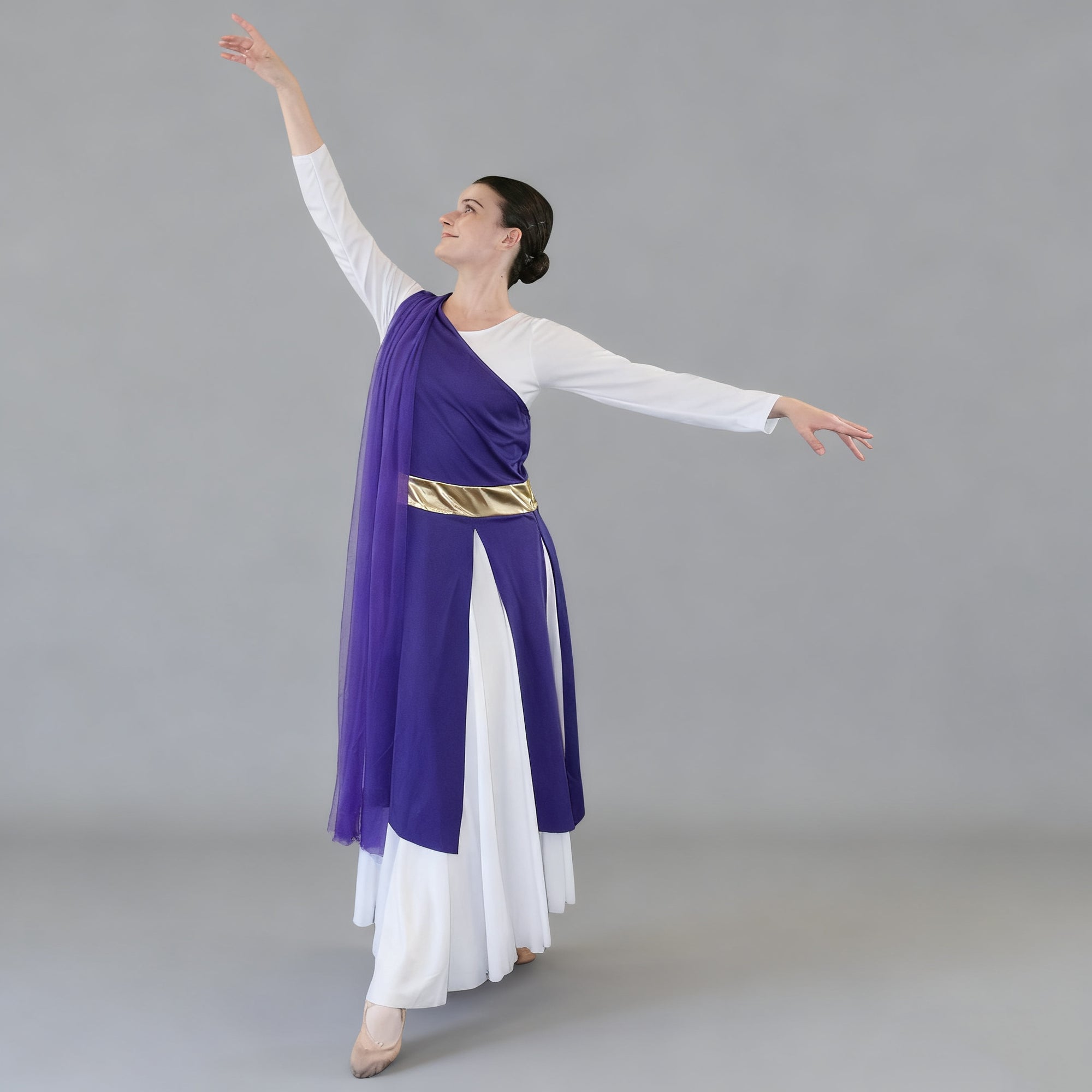 Danzcue Praise Woman Dance One - Shoulder Gold Belt Tunic