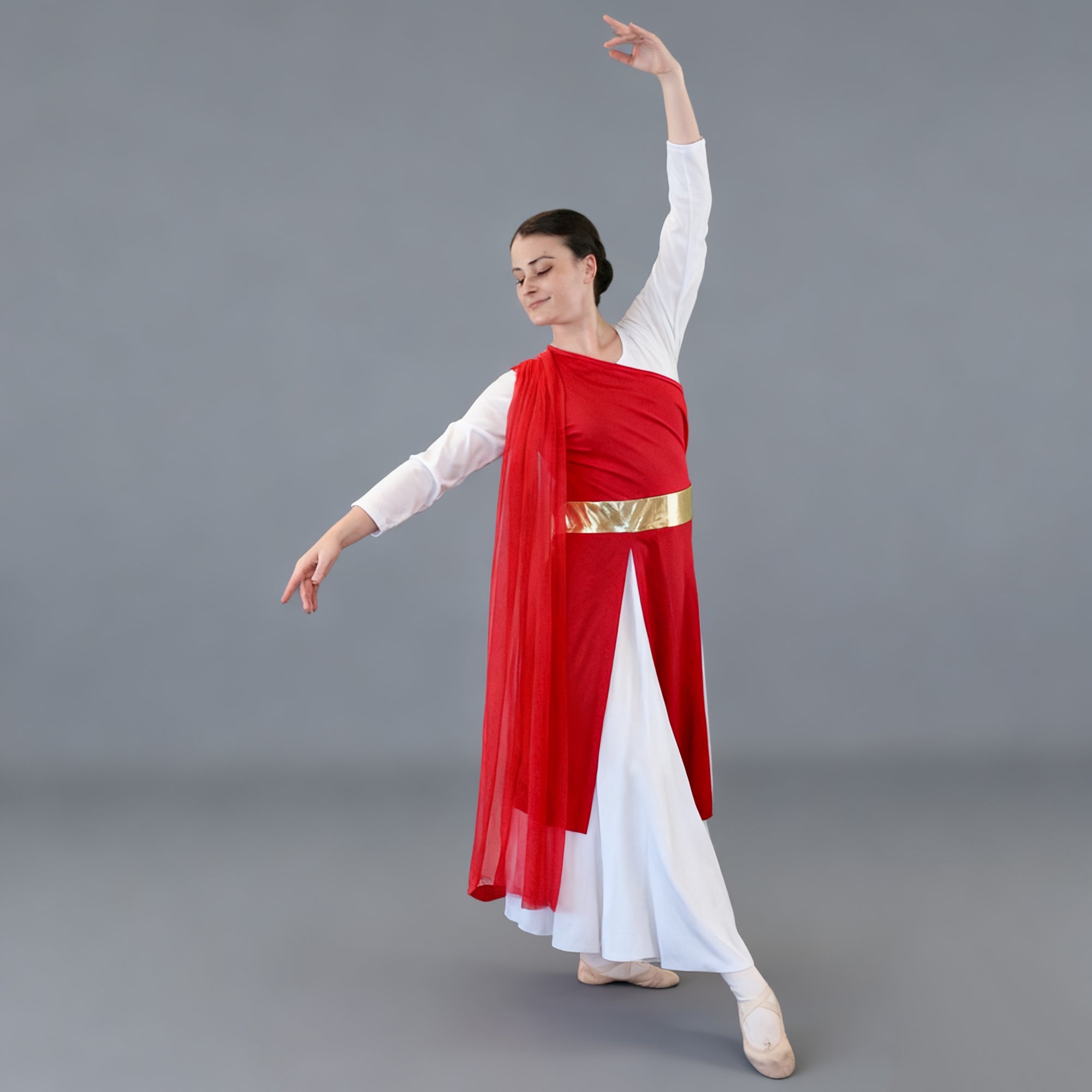Danzcue Praise Woman Dance One - Shoulder Gold Belt Tunic
