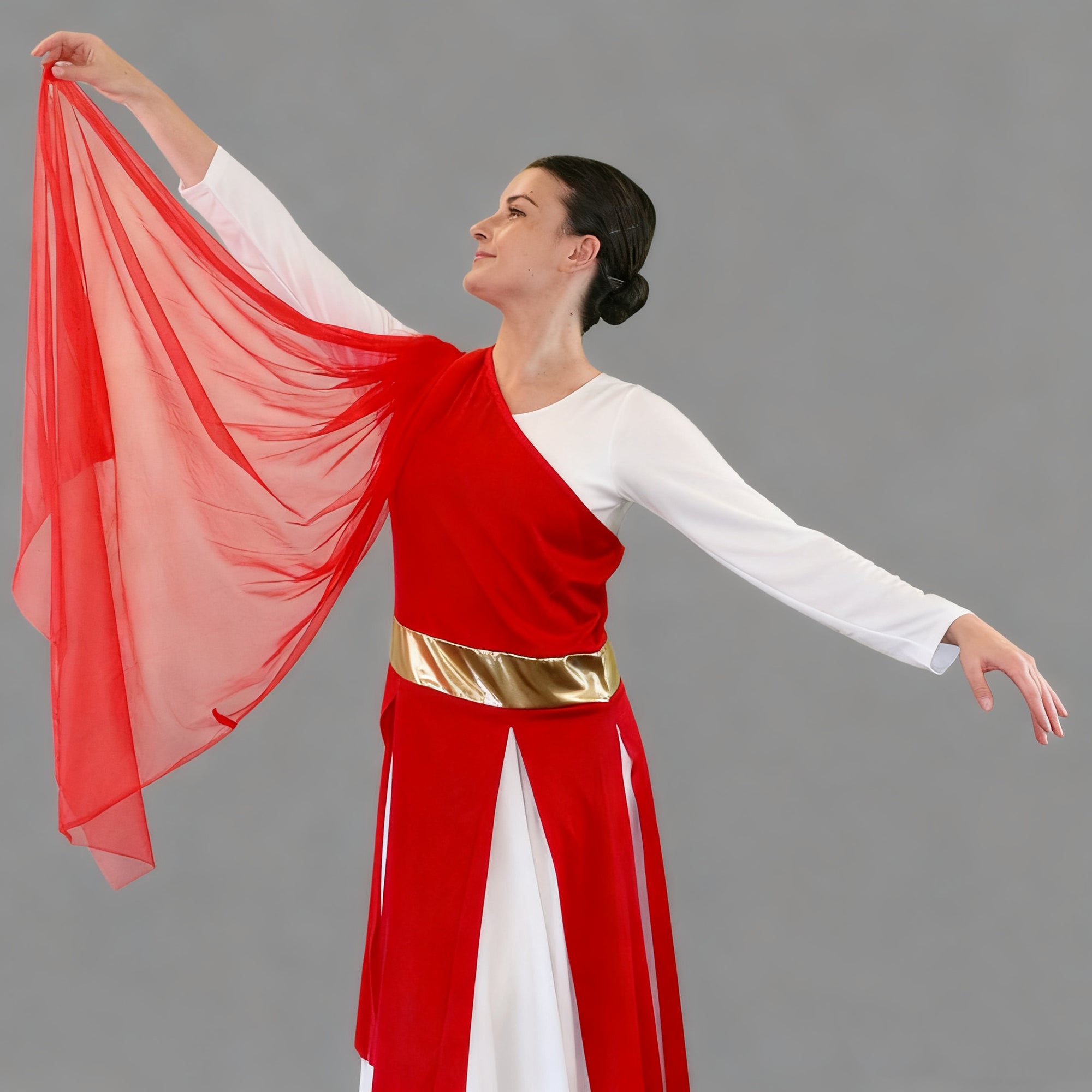 Danzcue Praise Woman Dance One - Shoulder Gold Belt Tunic