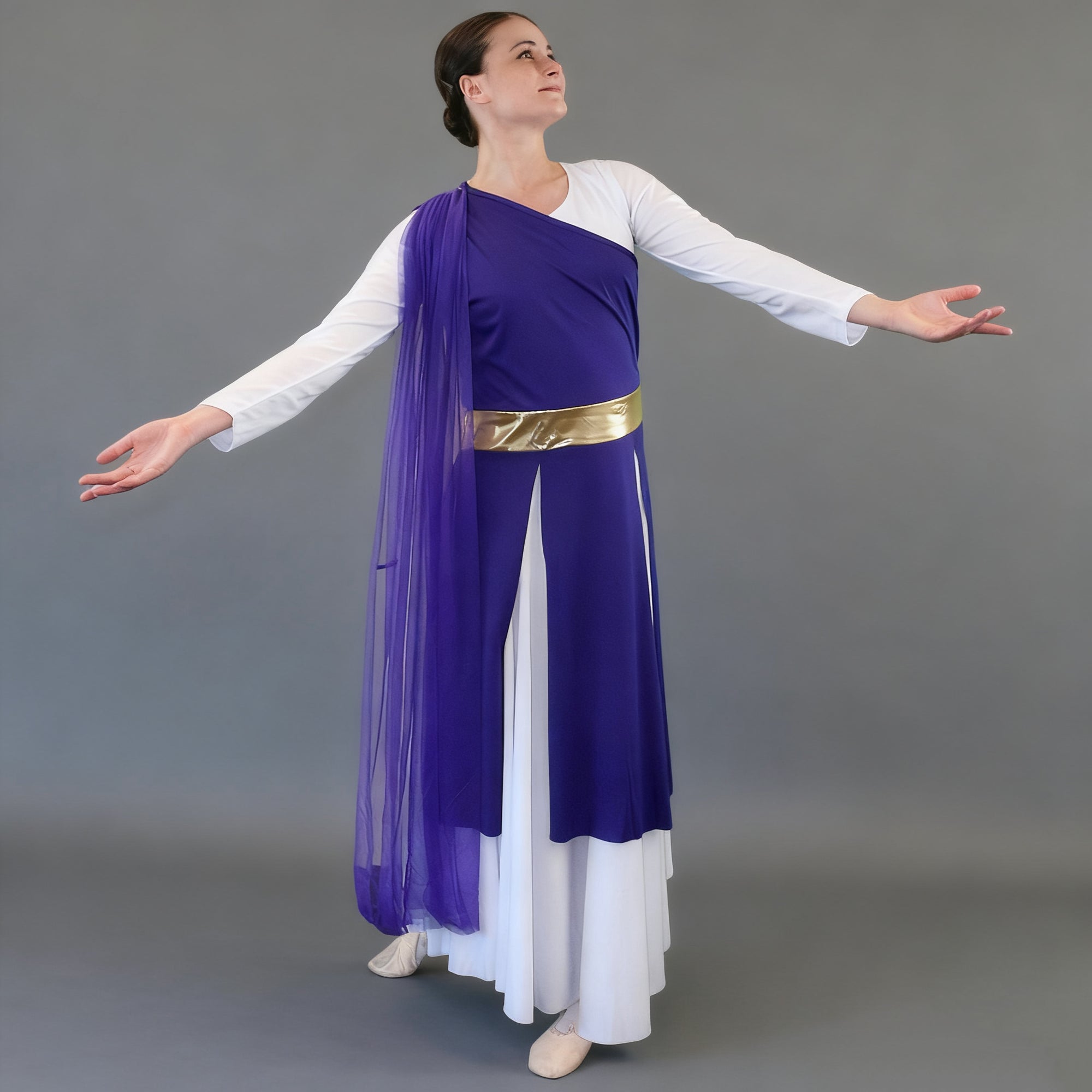 Danzcue Praise Woman Dance One - Shoulder Gold Belt Tunic