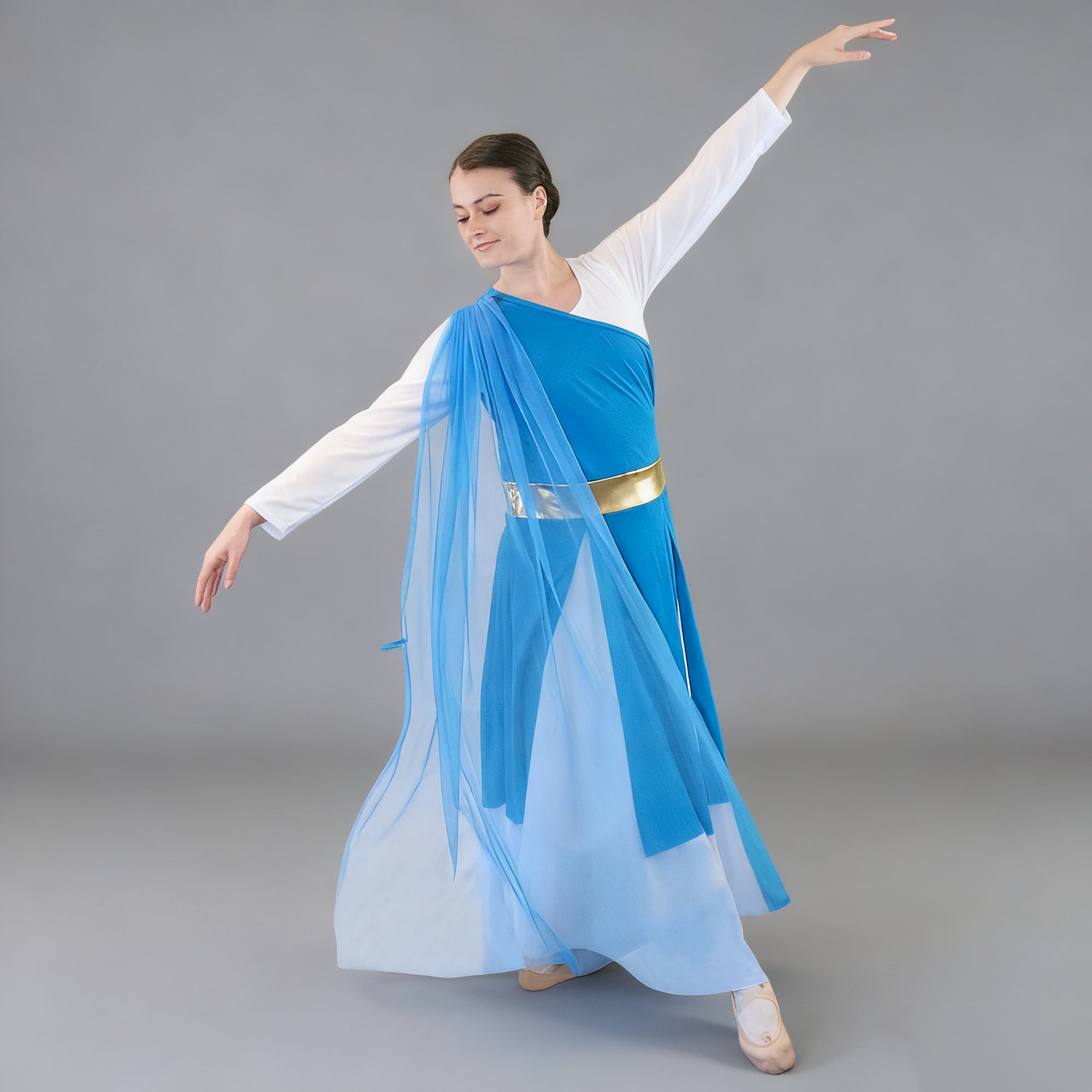 Danzcue Praise Woman Dance One - Shoulder Gold Belt Tunic