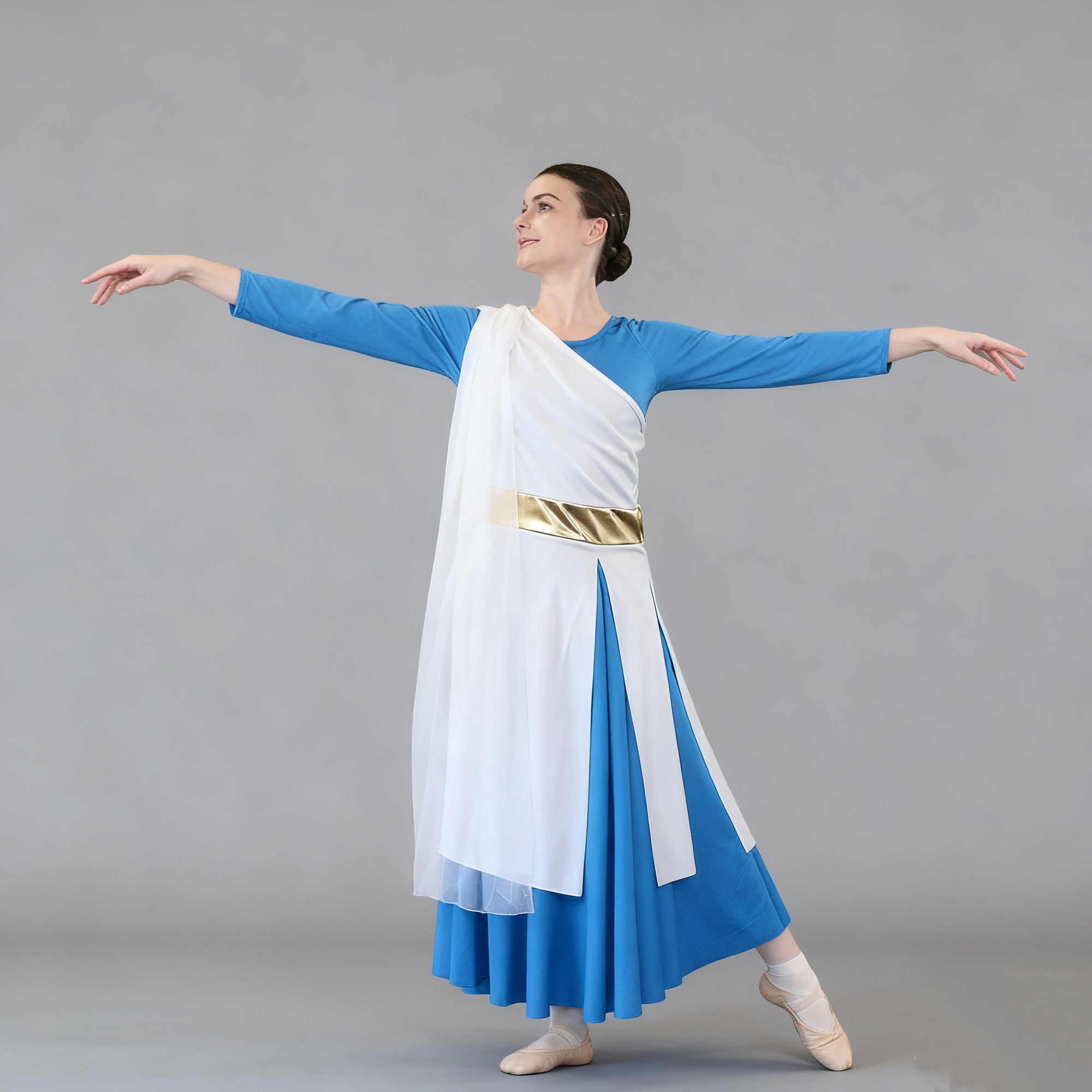 Danzcue Praise Woman Dance One - Shoulder Gold Belt Tunic