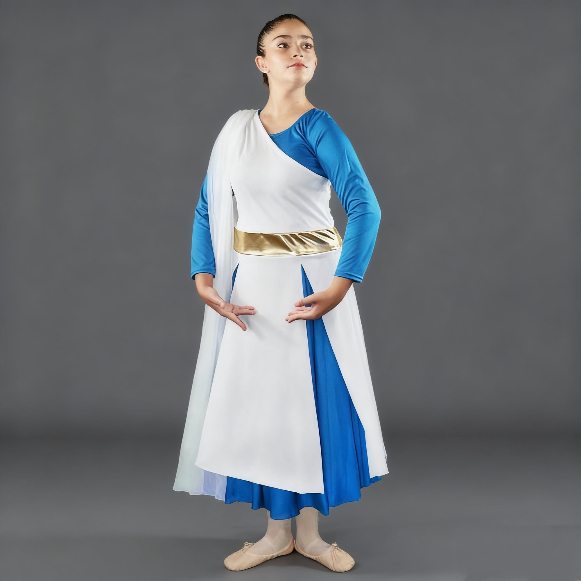 Danzcue Praise Dance One - Shoulder Gold Belt Tunic
