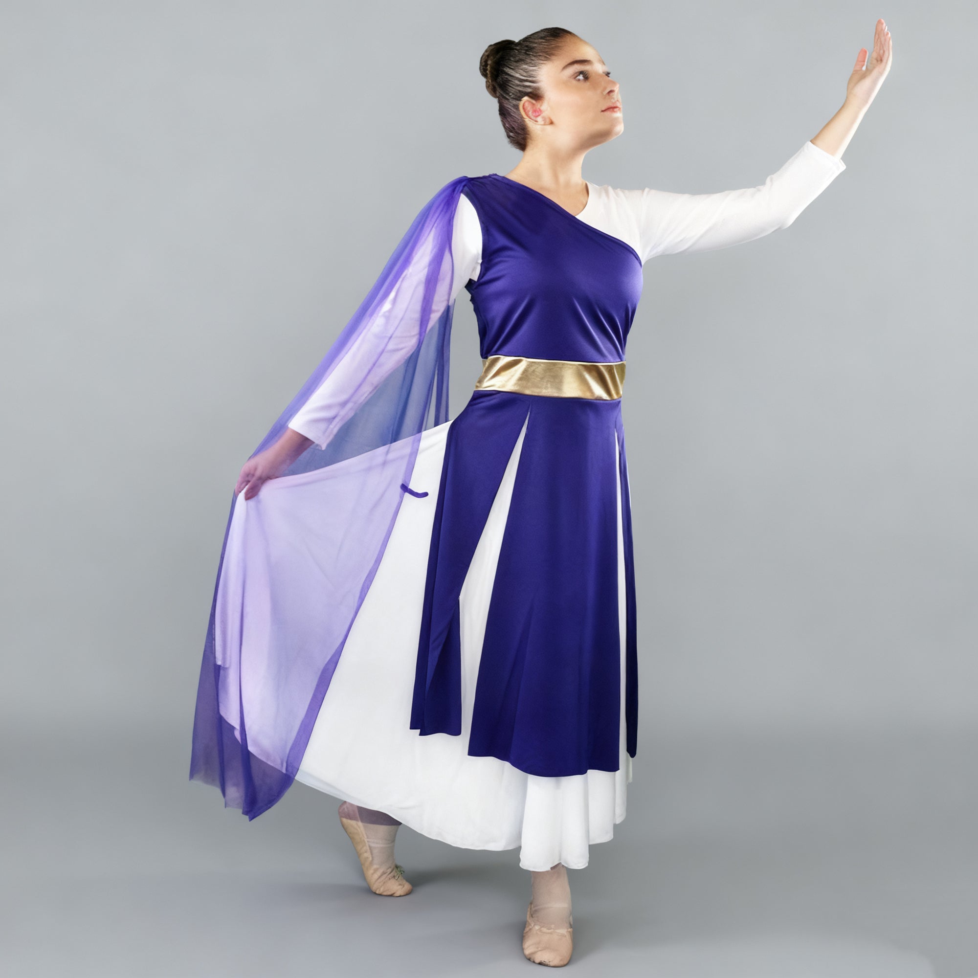 Danzcue Praise Dance One - Shoulder Gold Belt Tunic
